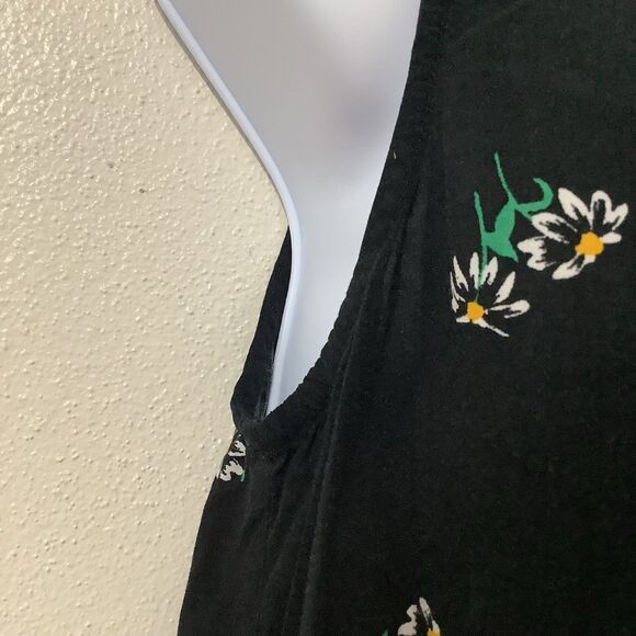 Old Navy Black Floral Cottagecore Summer Tropical Daisy Print Mini Dress Small - Picture 6 of 12